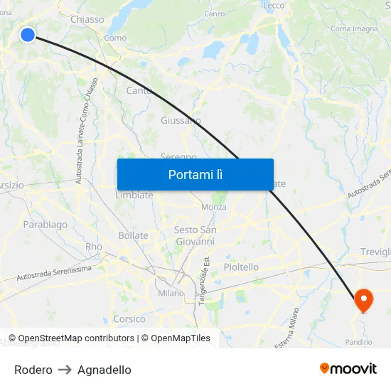 Rodero to Agnadello map