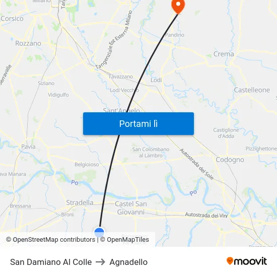 San Damiano Al Colle to Agnadello map