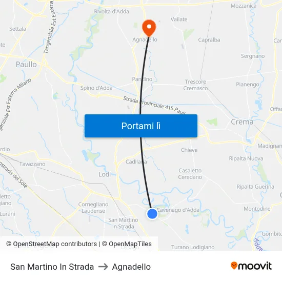 San Martino In Strada to Agnadello map