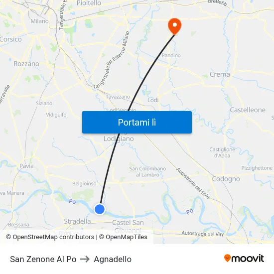 San Zenone Al Po to Agnadello map