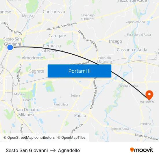 Sesto San Giovanni to Agnadello map