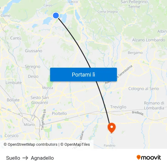 Suello to Agnadello map