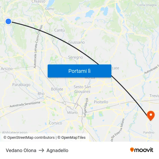 Vedano Olona to Agnadello map