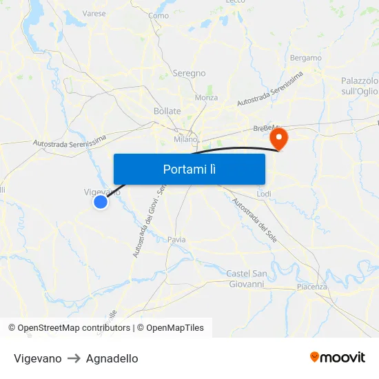 Vigevano to Agnadello map