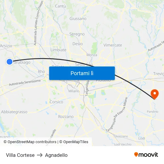 Villa Cortese to Agnadello map