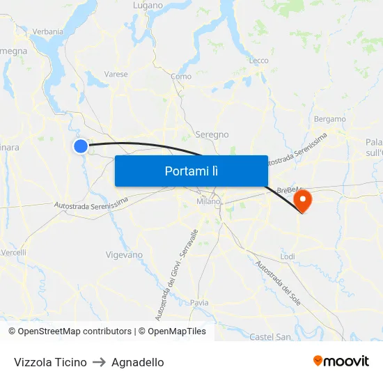 Vizzola Ticino to Agnadello map