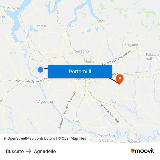 Buscate to Agnadello map