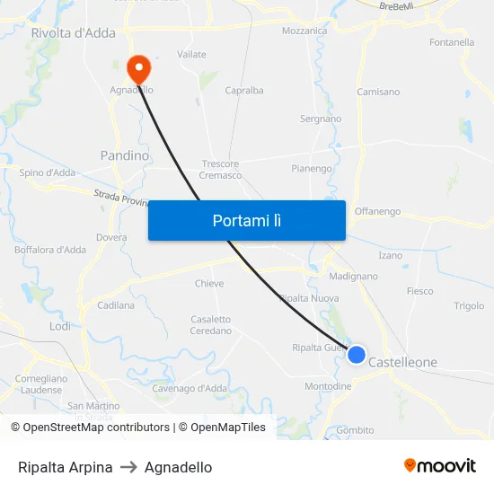 Ripalta Arpina to Agnadello map