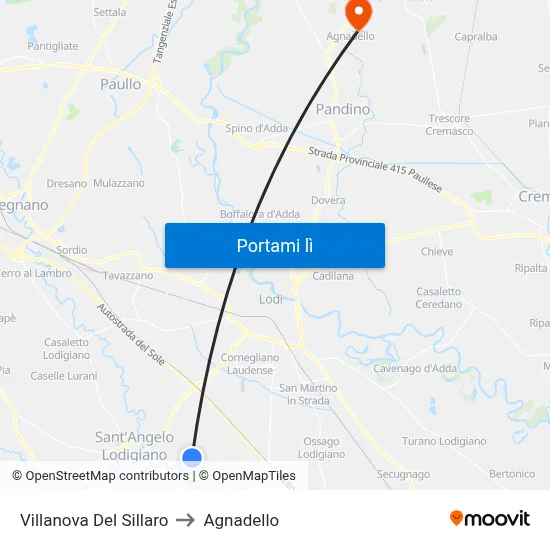 Villanova Del Sillaro to Agnadello map