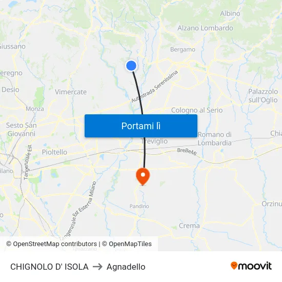 CHIGNOLO D' ISOLA to Agnadello map