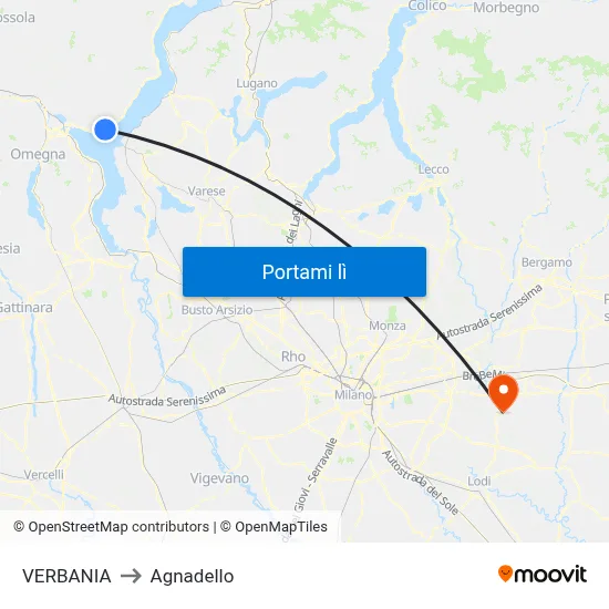VERBANIA to Agnadello map