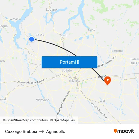 Cazzago Brabbia to Agnadello map