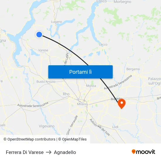 Ferrera Di Varese to Agnadello map