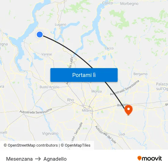 Mesenzana to Agnadello map