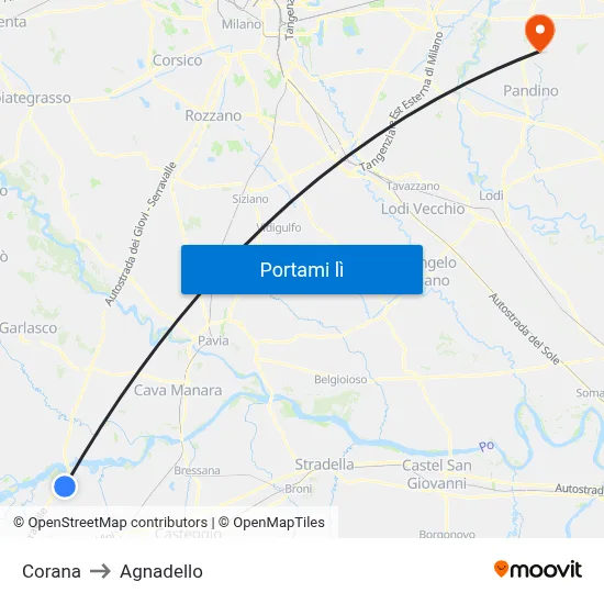 Corana to Agnadello map