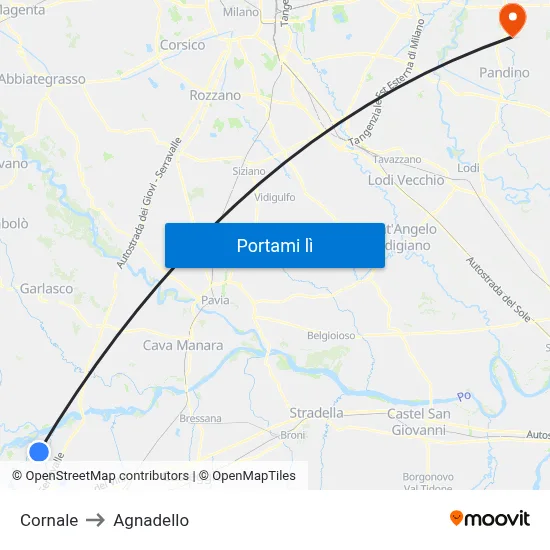 Cornale to Agnadello map