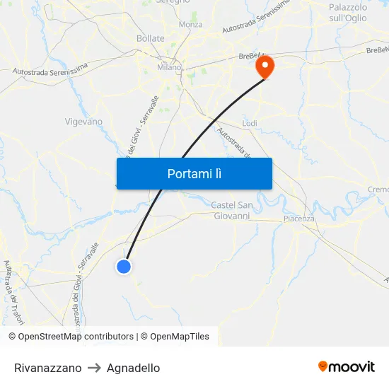 Rivanazzano to Agnadello map