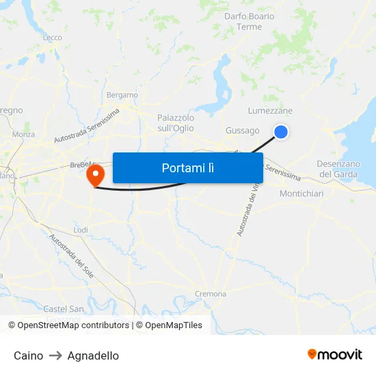 Caino to Agnadello map