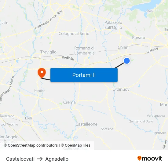 Castelcovati to Agnadello map