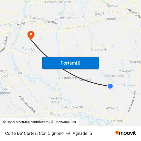 Corte De' Cortesi Con Cignone to Agnadello map