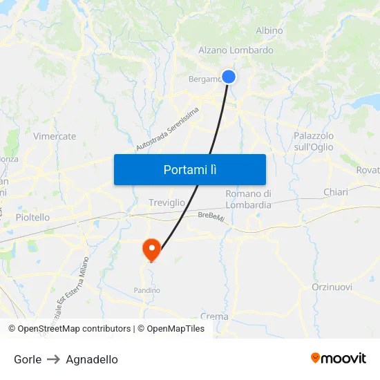 Gorle to Agnadello map
