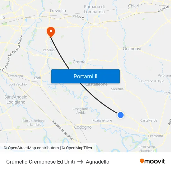 Grumello Cremonese Ed Uniti to Agnadello map