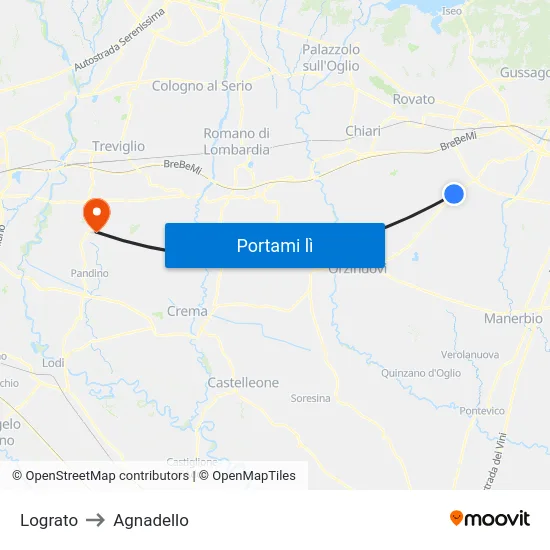 Lograto to Agnadello map