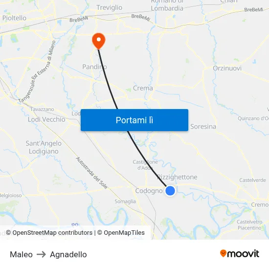 Maleo to Agnadello map