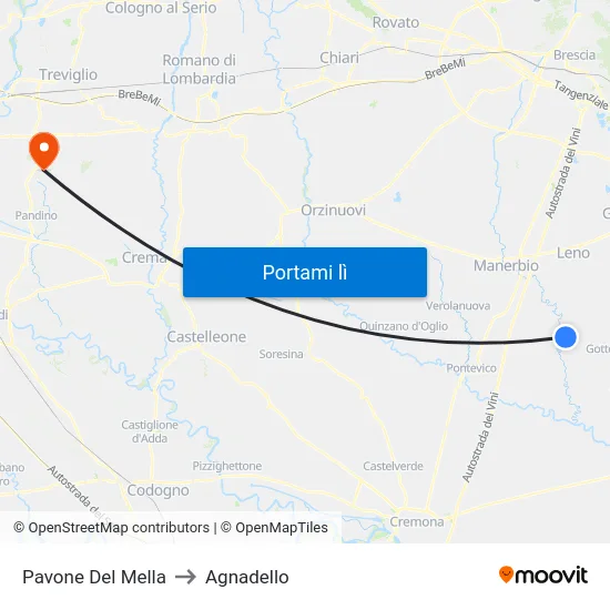 Pavone Del Mella to Agnadello map
