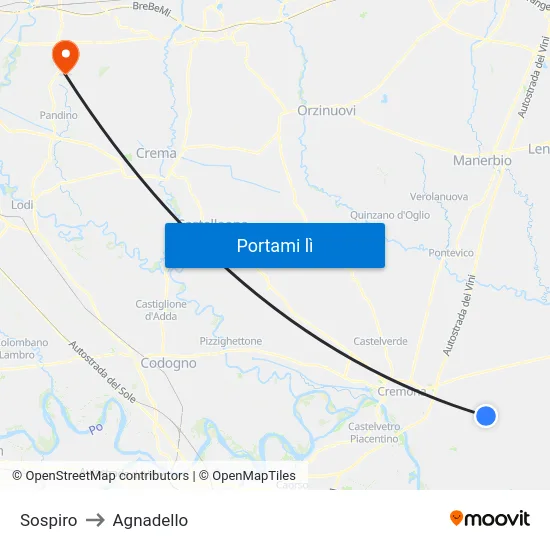 Sospiro to Agnadello map