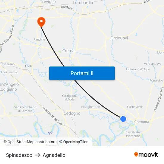 Spinadesco to Agnadello map