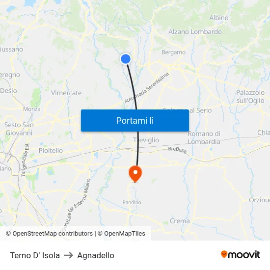 Terno D' Isola to Agnadello map