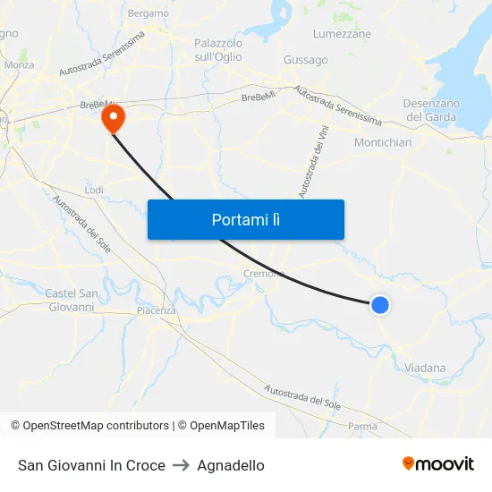 San Giovanni In Croce to Agnadello map