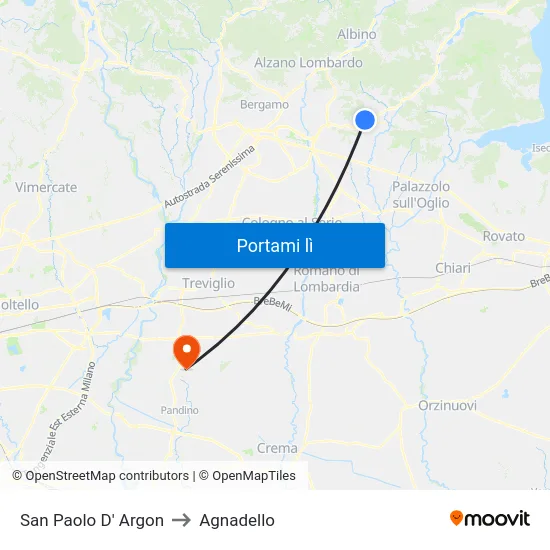 San Paolo D' Argon to Agnadello map