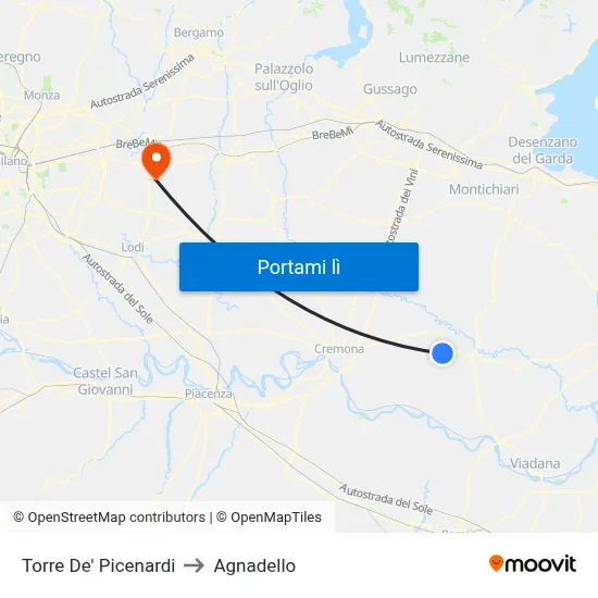Torre De' Picenardi to Agnadello map