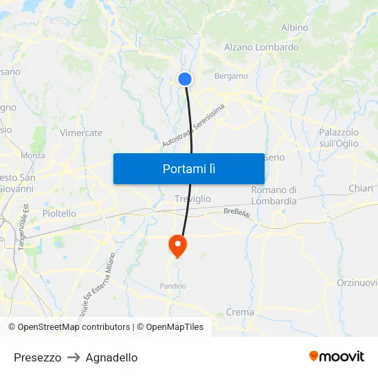 Presezzo to Agnadello map