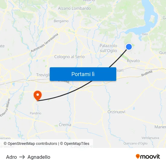 Adro to Agnadello map