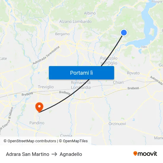 Adrara San Martino to Agnadello map