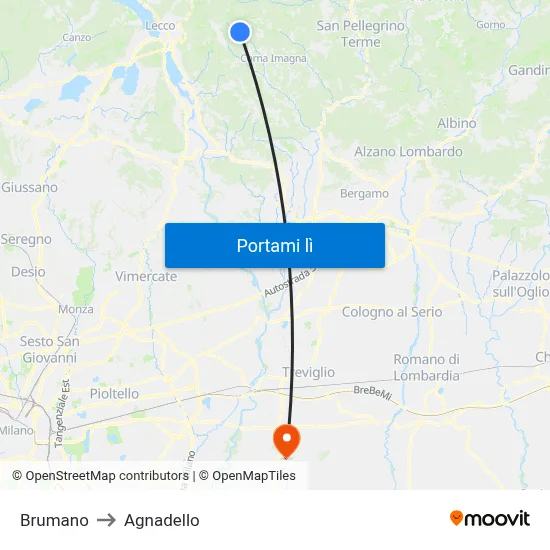 Brumano to Agnadello map