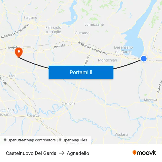 Castelnuovo Del Garda to Agnadello map