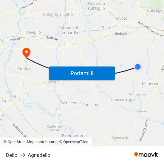 Dello to Agnadello map