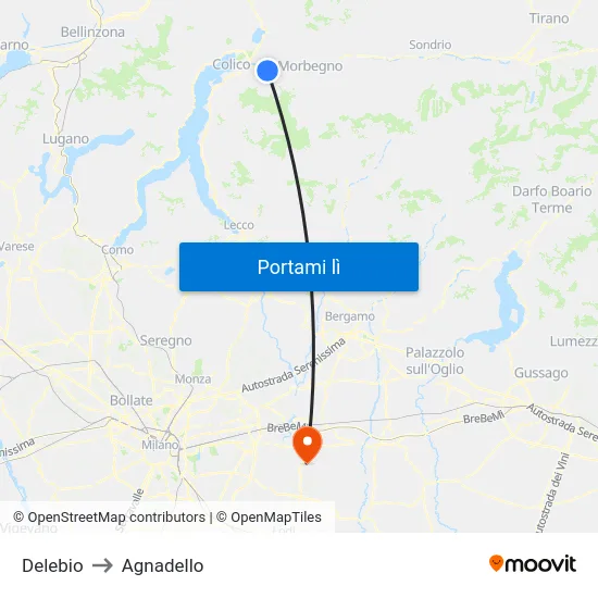 Delebio to Agnadello map