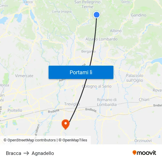 Bracca to Agnadello map