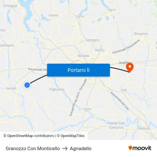 Granozzo Con Monticello to Agnadello map