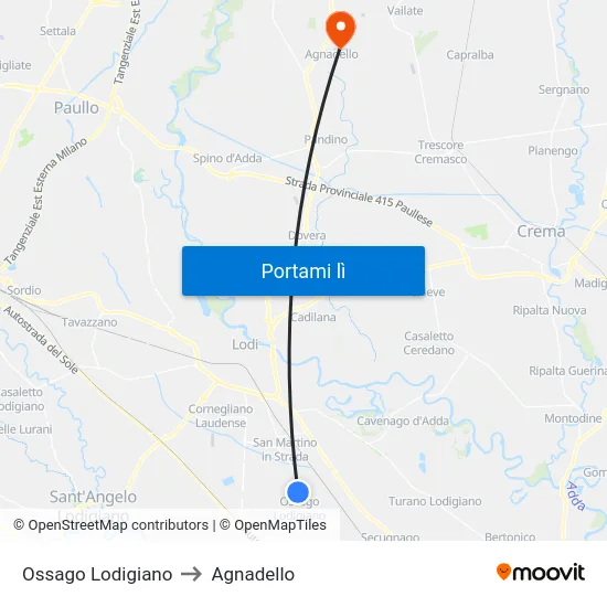Ossago Lodigiano to Agnadello map
