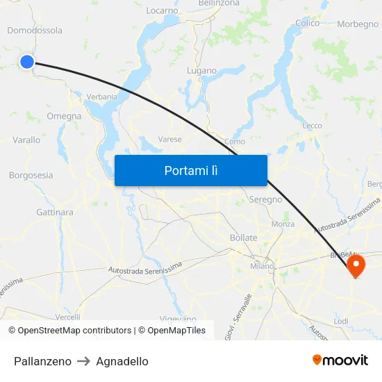 Pallanzeno to Agnadello map