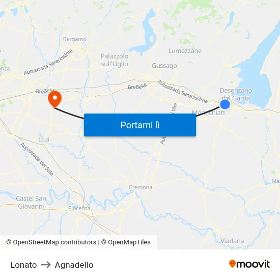Lonato to Agnadello map