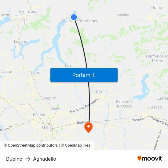 Dubino to Agnadello map