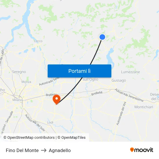 Fino Del Monte to Agnadello map