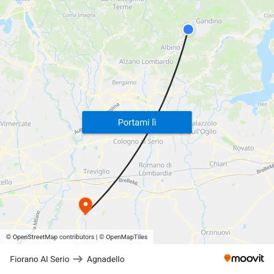 Fiorano Al Serio to Agnadello map